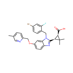 Cc1ccc(COc2ccc3nc([C@H]4[C@@H](C(=O)O)C4(C)C)n(Cc4ccc(Br)cc4F)c3c2)nc1 ZINC000218151663