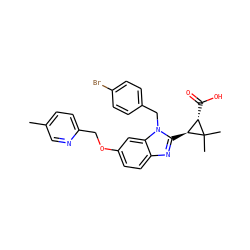 Cc1ccc(COc2ccc3nc([C@H]4[C@H](C(=O)O)C4(C)C)n(Cc4ccc(Br)cc4)c3c2)nc1 ZINC000218084884
