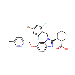 Cc1ccc(COc2ccc3nc([C@H]4CCCC[C@@H]4C(=O)O)n(Cc4c(F)cc(Br)cc4F)c3c2)nc1 ZINC000226032564