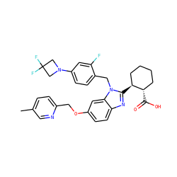 Cc1ccc(COc2ccc3nc([C@H]4CCCC[C@@H]4C(=O)O)n(Cc4ccc(N5CC(F)(F)C5)cc4F)c3c2)nc1 ZINC000226012977