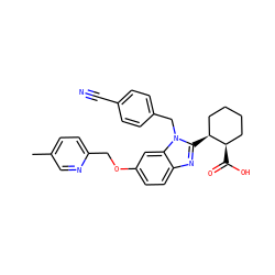 Cc1ccc(COc2ccc3nc([C@H]4CCCC[C@H]4C(=O)O)n(Cc4ccc(C#N)cc4)c3c2)nc1 ZINC000218242949