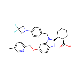 Cc1ccc(COc2ccc3nc([C@H]4CCCC[C@H]4C(=O)O)n(Cc4ccc(N5CC(F)(F)C5)cc4)c3c2)nc1 ZINC000221570108
