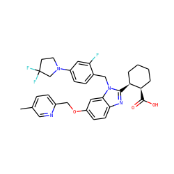Cc1ccc(COc2ccc3nc([C@H]4CCCC[C@H]4C(=O)O)n(Cc4ccc(N5CCC(F)(F)C5)cc4F)c3c2)nc1 ZINC000221570398