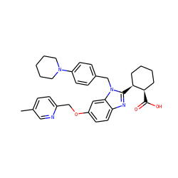 Cc1ccc(COc2ccc3nc([C@H]4CCCC[C@H]4C(=O)O)n(Cc4ccc(N5CCCCC5)cc4)c3c2)nc1 ZINC000221569974