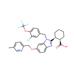 Cc1ccc(COc2ccc3nc([C@H]4CCCC[C@H]4C(=O)O)n(Cc4ccc(OC(F)(F)F)c(Cl)c4)c3c2)nc1 ZINC000218220364