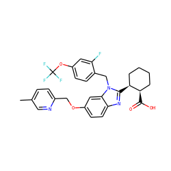 Cc1ccc(COc2ccc3nc([C@H]4CCCC[C@H]4C(=O)O)n(Cc4ccc(OC(F)(F)F)cc4F)c3c2)nc1 ZINC000218197839