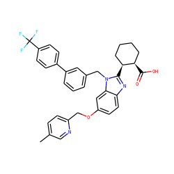 Cc1ccc(COc2ccc3nc([C@H]4CCCC[C@H]4C(=O)O)n(Cc4cccc(-c5ccc(C(F)(F)F)cc5)c4)c3c2)nc1 ZINC000218198584