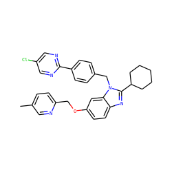 Cc1ccc(COc2ccc3nc(C4CCCCC4)n(Cc4ccc(-c5ncc(Cl)cn5)cc4)c3c2)nc1 ZINC000221569118