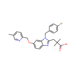 Cc1ccc(COc2ccc3nc(CC(C)(C)C(=O)O)n(Cc4ccc(Br)cc4)c3c2)nc1 ZINC000226036853