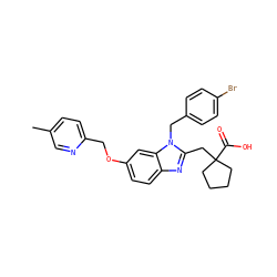 Cc1ccc(COc2ccc3nc(CC4(C(=O)O)CCCC4)n(Cc4ccc(Br)cc4)c3c2)nc1 ZINC000226025209