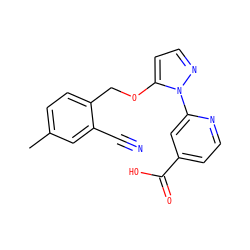 Cc1ccc(COc2ccnn2-c2cc(C(=O)O)ccn2)c(C#N)c1 ZINC000146919624