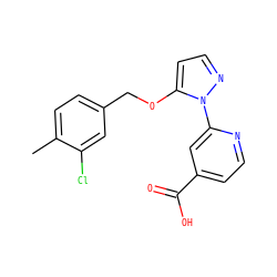 Cc1ccc(COc2ccnn2-c2cc(C(=O)O)ccn2)cc1Cl ZINC000146689831
