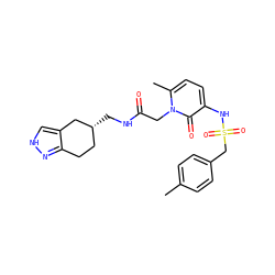 Cc1ccc(CS(=O)(=O)Nc2ccc(C)n(CC(=O)NC[C@@H]3CCc4n[nH]cc4C3)c2=O)cc1 ZINC000026966920
