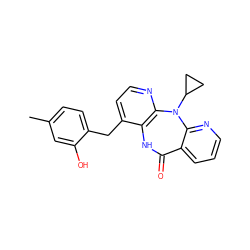Cc1ccc(Cc2ccnc3c2NC(=O)c2cccnc2N3C2CC2)c(O)c1 ZINC000005930854