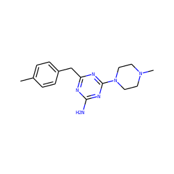 Cc1ccc(Cc2nc(N)nc(N3CCN(C)CC3)n2)cc1 ZINC001772635210
