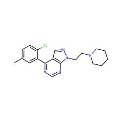 Cc1ccc(Cl)c(-c2ncnc3c2cnn3CCN2CCCCC2)c1 ZINC000207175415