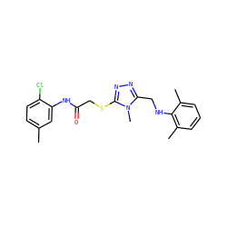 Cc1ccc(Cl)c(NC(=O)CSc2nnc(CNc3c(C)cccc3C)n2C)c1 ZINC000095589887