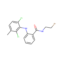 Cc1ccc(Cl)c(Nc2ccccc2C(=O)NCCBr)c1Cl ZINC000013438006