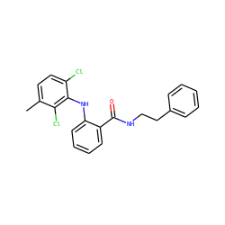 Cc1ccc(Cl)c(Nc2ccccc2C(=O)NCCc2ccccc2)c1Cl ZINC000013438048