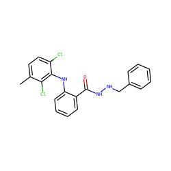 Cc1ccc(Cl)c(Nc2ccccc2C(=O)NNCc2ccccc2)c1Cl ZINC000013438051