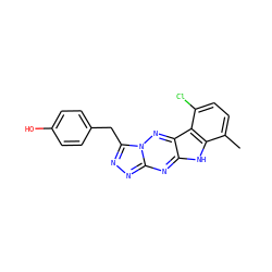 Cc1ccc(Cl)c2c1[nH]c1nc3nnc(Cc4ccc(O)cc4)n3nc12 ZINC000036408008