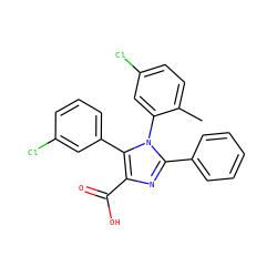 Cc1ccc(Cl)cc1-n1c(-c2ccccc2)nc(C(=O)O)c1-c1cccc(Cl)c1 ZINC000116192130