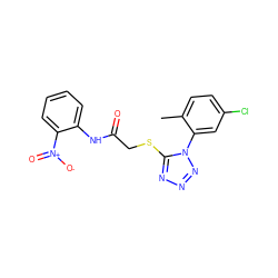 Cc1ccc(Cl)cc1-n1nnnc1SCC(=O)Nc1ccccc1[N+](=O)[O-] ZINC000034817564