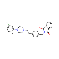 Cc1ccc(Cl)cc1N1CCN(CCc2ccc(CN3C(=O)c4ccccc4C3=O)cc2)CC1 ZINC000213941576