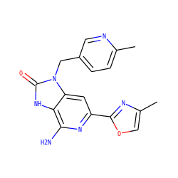 Cc1ccc(Cn2c(=O)[nH]c3c(N)nc(-c4nc(C)co4)cc32)cn1 ZINC000071316361