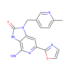 Cc1ccc(Cn2c(=O)[nH]c3c(N)nc(-c4ncco4)cc32)cn1 ZINC000071330993