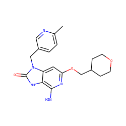 Cc1ccc(Cn2c(=O)[nH]c3c(N)nc(OCC4CCOCC4)cc32)cn1 ZINC000043202704