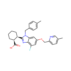 Cc1ccc(Cn2c([C@@H]3CCCC[C@@H]3C(=O)O)nc3c(F)cc(OCc4ccc(C)cn4)cc32)cc1 ZINC000221568707