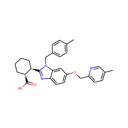 Cc1ccc(Cn2c([C@@H]3CCCC[C@@H]3C(=O)O)nc3ccc(OCc4ccc(C)cn4)cc32)cc1 ZINC000226022420