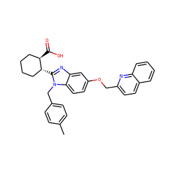 Cc1ccc(Cn2c([C@@H]3CCCC[C@H]3C(=O)O)nc3cc(OCc4ccc5ccccc5n4)ccc32)cc1 ZINC000220523915