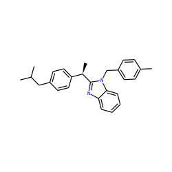 Cc1ccc(Cn2c([C@H](C)c3ccc(CC(C)C)cc3)nc3ccccc32)cc1 ZINC000013030906