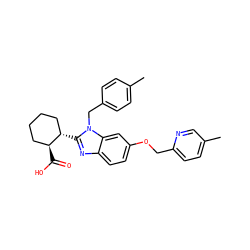 Cc1ccc(Cn2c([C@H]3CCCC[C@@H]3C(=O)O)nc3ccc(OCc4ccc(C)cn4)cc32)cc1 ZINC000226022369