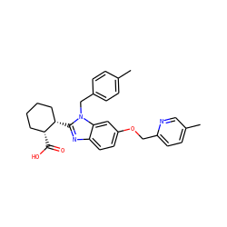 Cc1ccc(Cn2c([C@H]3CCCC[C@H]3C(=O)O)nc3ccc(OCc4ccc(C)cn4)cc32)cc1 ZINC000218084997