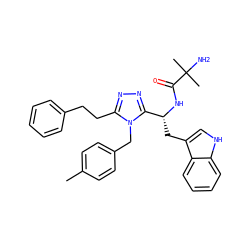 Cc1ccc(Cn2c(CCc3ccccc3)nnc2[C@@H](Cc2c[nH]c3ccccc23)NC(=O)C(C)(C)N)cc1 ZINC000035262590