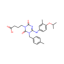 Cc1ccc(Cn2c(Nc3ccc(OC(C)C)c(C)c3)nc(=O)n(CCCC(=O)O)c2=O)cc1 ZINC000200507518