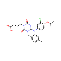 Cc1ccc(Cn2c(Nc3ccc(OC(C)C)c(Cl)c3)nc(=O)n(CCCC(=O)O)c2=O)cc1 ZINC000200516698