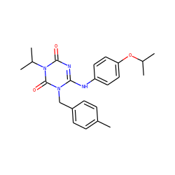 Cc1ccc(Cn2c(Nc3ccc(OC(C)C)cc3)nc(=O)n(C(C)C)c2=O)cc1 ZINC000200508175
