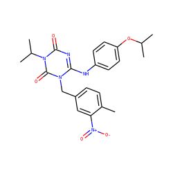 Cc1ccc(Cn2c(Nc3ccc(OC(C)C)cc3)nc(=O)n(C(C)C)c2=O)cc1[N+](=O)[O-] ZINC001772629627