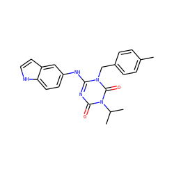 Cc1ccc(Cn2c(Nc3ccc4[nH]ccc4c3)nc(=O)n(C(C)C)c2=O)cc1 ZINC000143017387