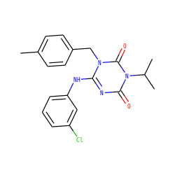 Cc1ccc(Cn2c(Nc3cccc(Cl)c3)nc(=O)n(C(C)C)c2=O)cc1 ZINC000200505399