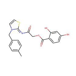 Cc1ccc(Cn2ccs/c2=N\C(=O)COC(=O)c2ccc(O)cc2O)cc1 ZINC000100561234
