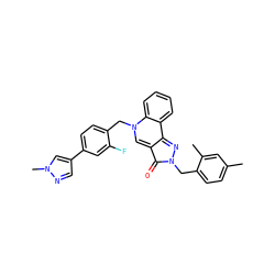 Cc1ccc(Cn2nc3c4ccccc4n(Cc4ccc(-c5cnn(C)c5)cc4F)cc-3c2=O)c(C)c1 ZINC000299820094