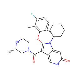 Cc1ccc(F)c(C)c1Oc1c(C(=O)N2CCN[C@@H](C)C2)c2c[nH]c(=O)cc2n1C1CCCCC1 ZINC000072140825