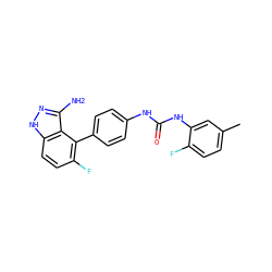 Cc1ccc(F)c(NC(=O)Nc2ccc(-c3c(F)ccc4[nH]nc(N)c34)cc2)c1 ZINC000063539814