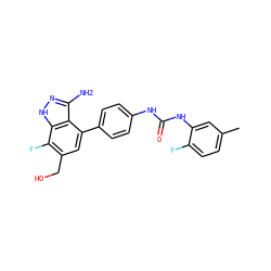 Cc1ccc(F)c(NC(=O)Nc2ccc(-c3cc(CO)c(F)c4[nH]nc(N)c34)cc2)c1 ZINC000063539854