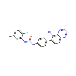 Cc1ccc(F)c(NC(=O)Nc2ccc(-c3ccc4nccnc4c3N)cc2)c1 ZINC000063298220